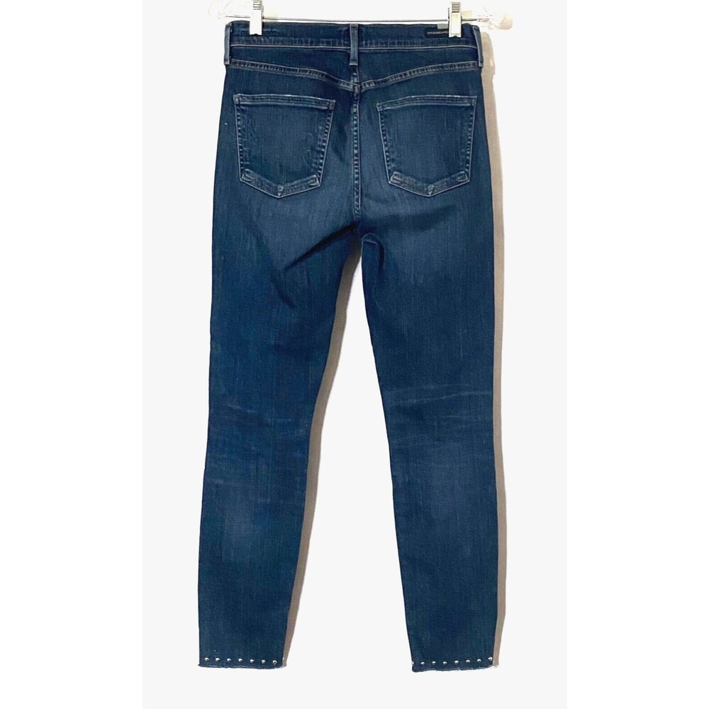 Citizens of Humanity Blue Rocket Skinny Studded Jeans Womens 27 Dark Split Hem - Picture 5 of 15